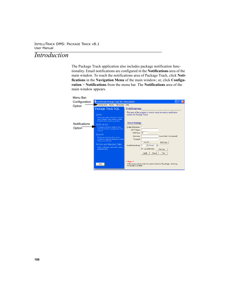 Introduction | IntelliTrack Package Track User Manual | Page 120 / 296