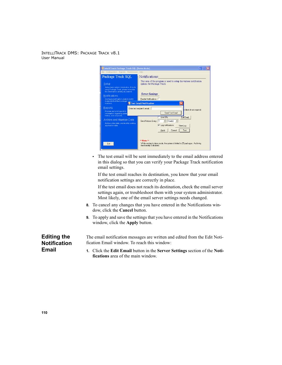 Editing the notification email | IntelliTrack Package Track User Manual | Page 124 / 296