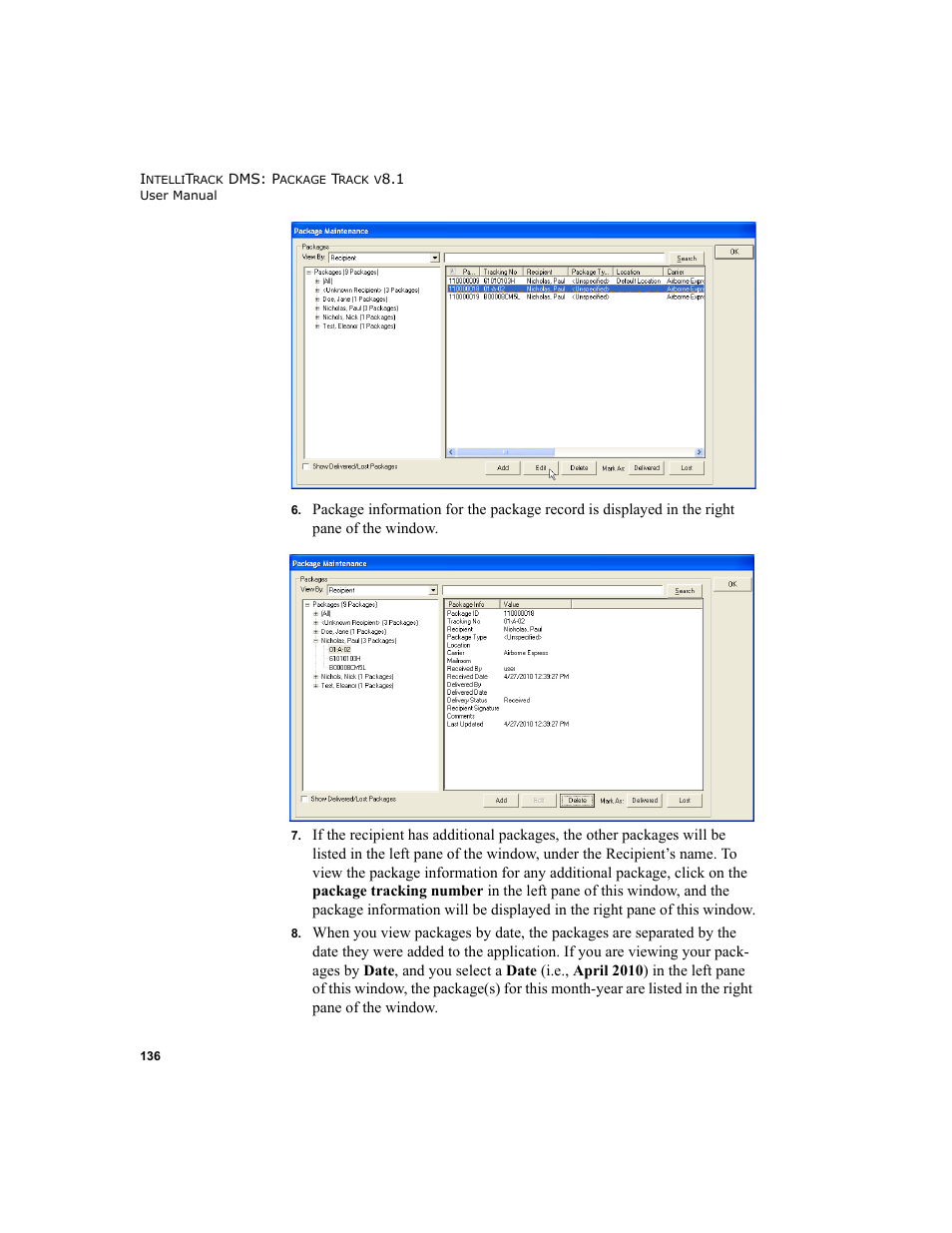 IntelliTrack Package Track User Manual | Page 150 / 296