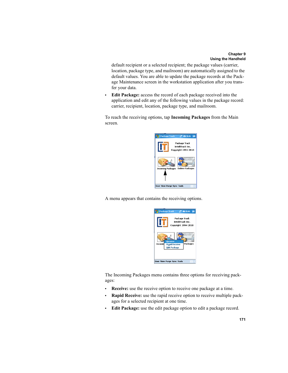 IntelliTrack Package Track User Manual | Page 185 / 296