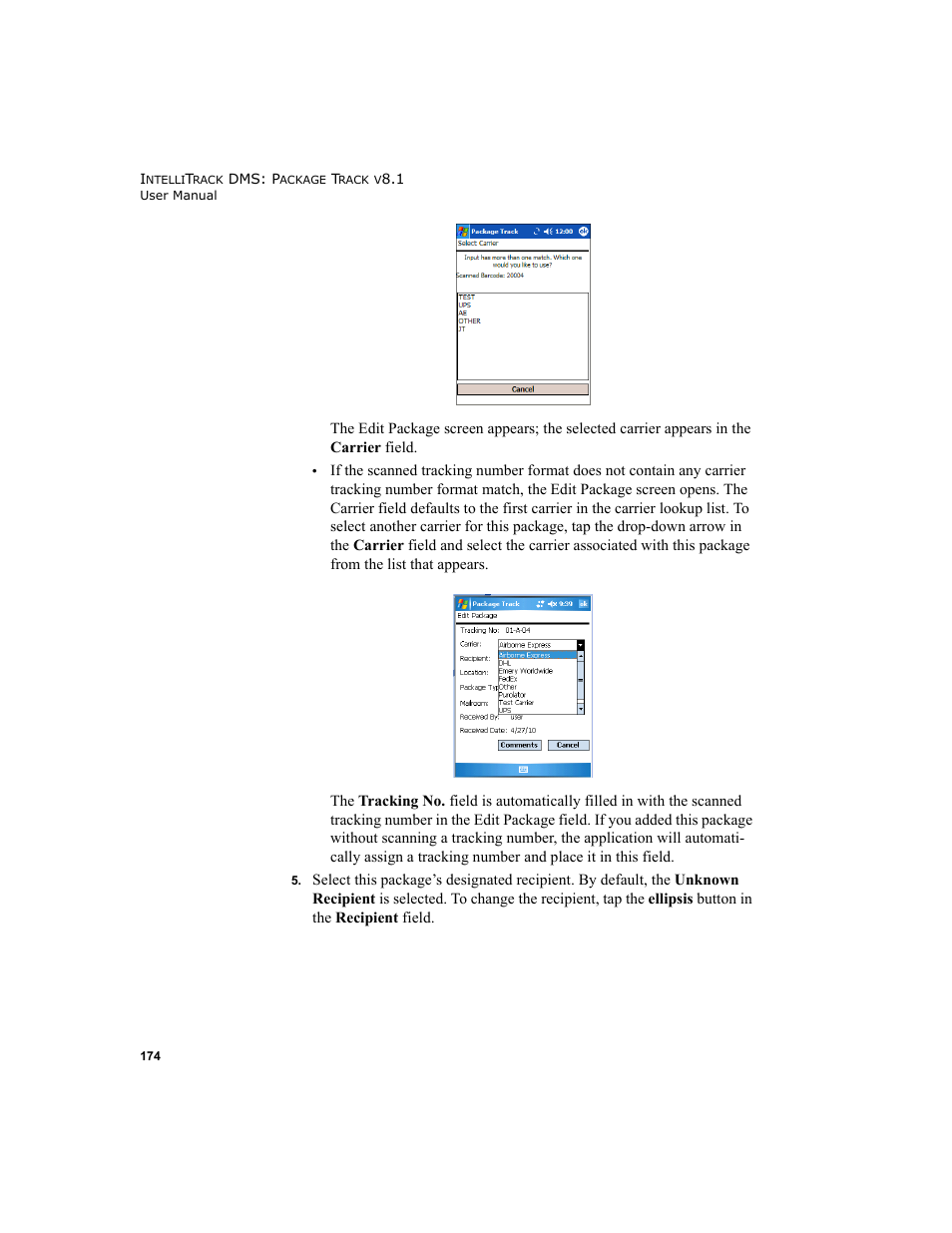 IntelliTrack Package Track User Manual | Page 188 / 296