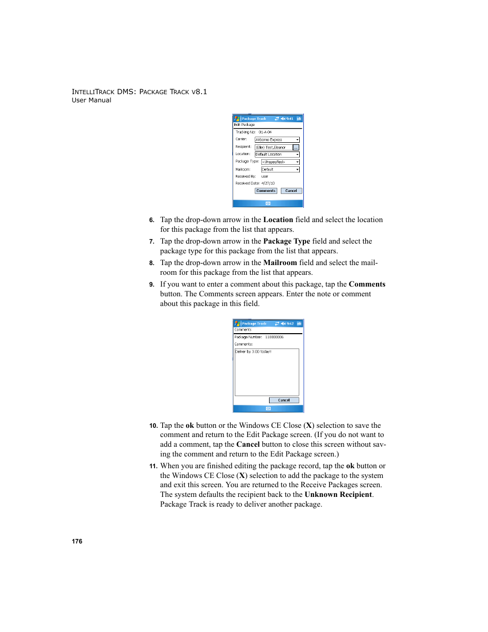 IntelliTrack Package Track User Manual | Page 190 / 296