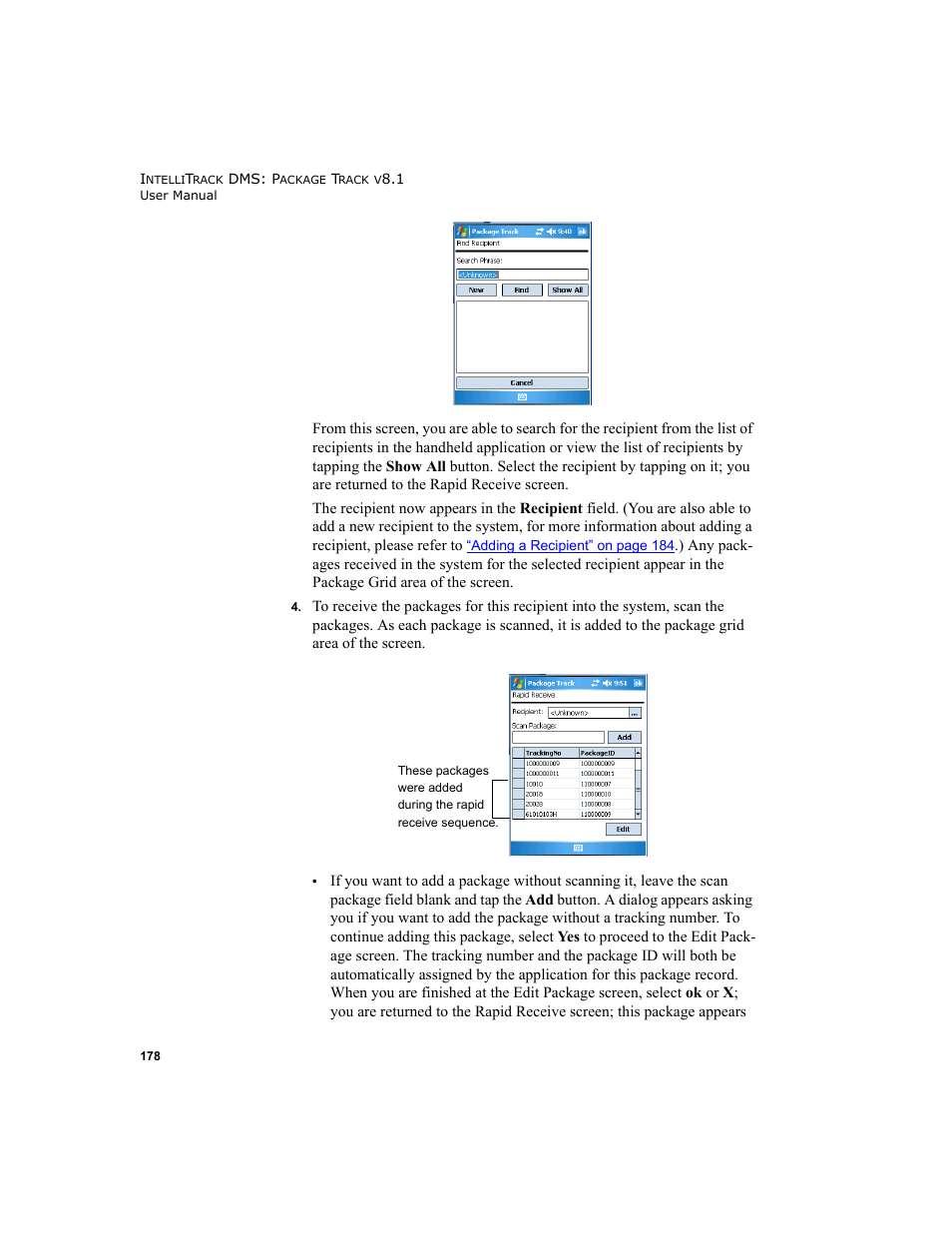 IntelliTrack Package Track User Manual | Page 192 / 296