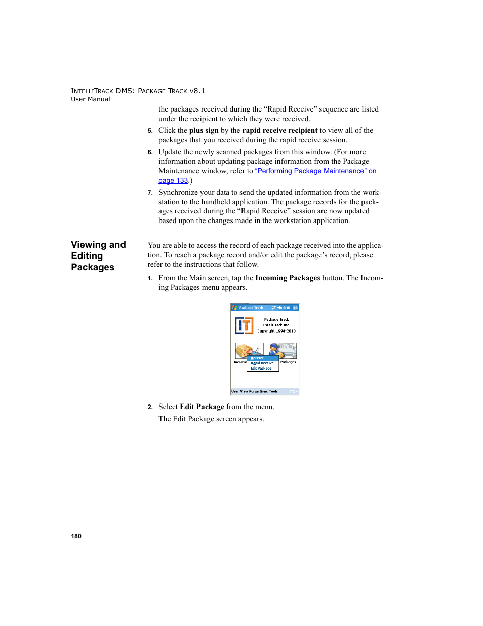 Viewing and editing packages | IntelliTrack Package Track User Manual | Page 194 / 296