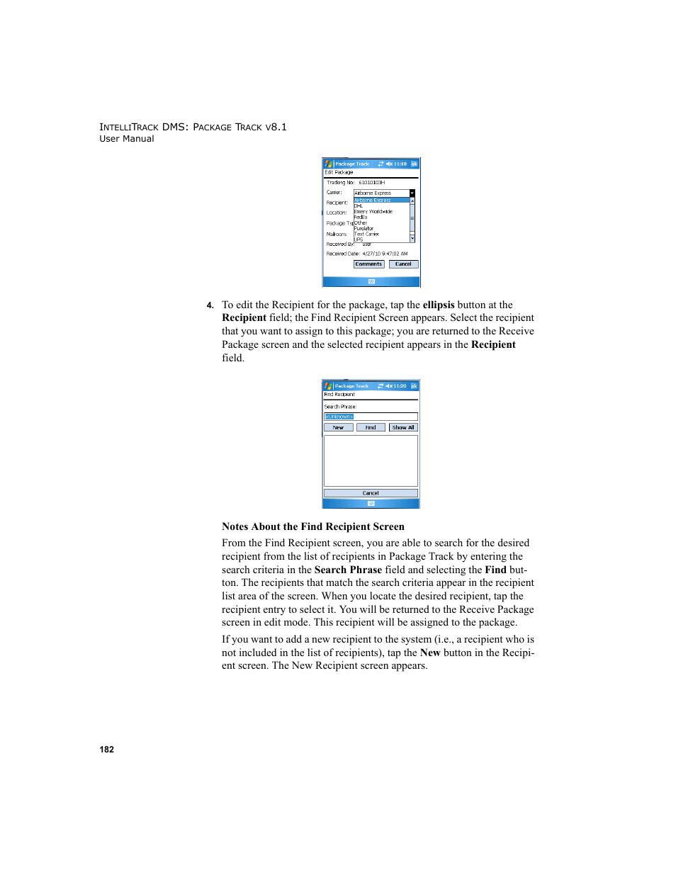 IntelliTrack Package Track User Manual | Page 196 / 296
