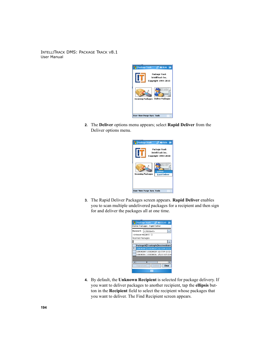 IntelliTrack Package Track User Manual | Page 208 / 296