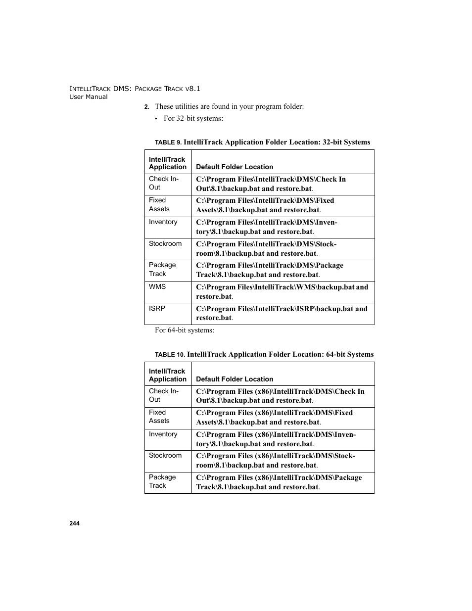 IntelliTrack Package Track User Manual | Page 258 / 296