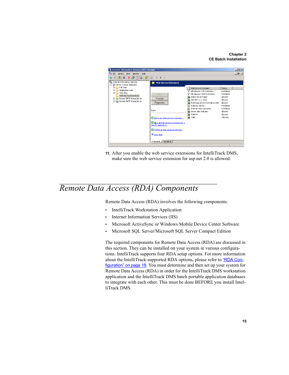 Remote data access (rda) components, Please refer to, Remote data access | For more inf | IntelliTrack Package Track User Manual | Page 29 / 296