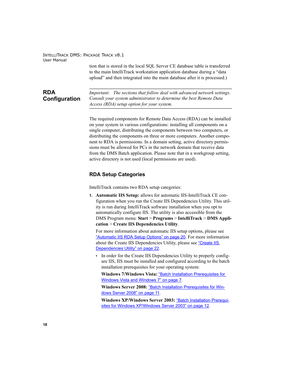 Rda configuration, Rda setup categories, Rda configura | IntelliTrack Package Track User Manual | Page 32 / 296