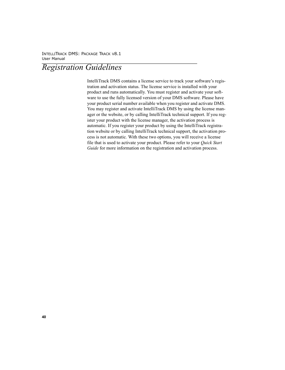 Registration guidelines | IntelliTrack Package Track User Manual | Page 54 / 296