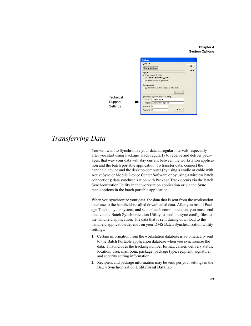 Transferring data | IntelliTrack Package Track User Manual | Page 77 / 296