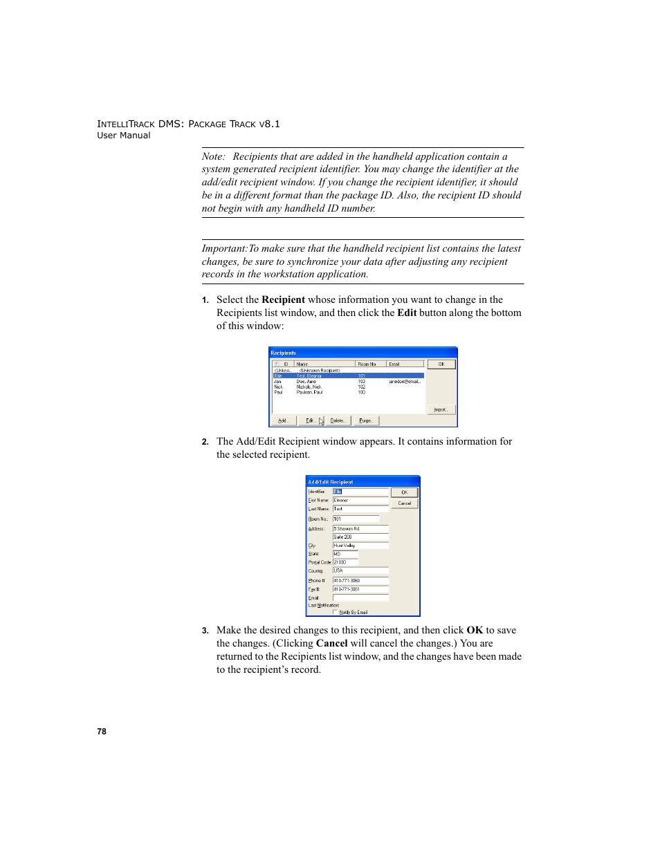 IntelliTrack Package Track User Manual | Page 92 / 296