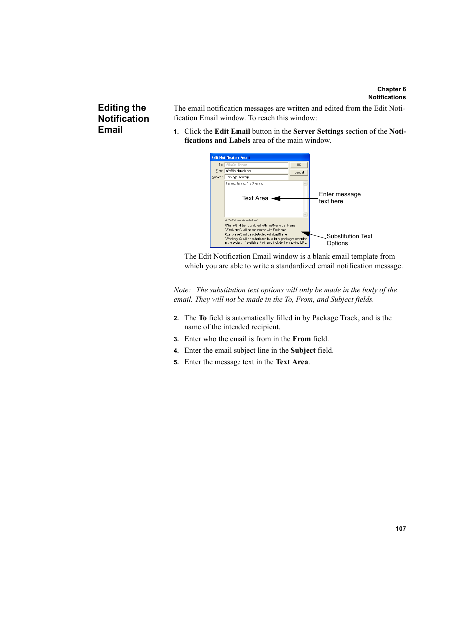 Editing the notification email, Editing the notification email 107 | IntelliTrack Package Track User Manual | Page 123 / 230