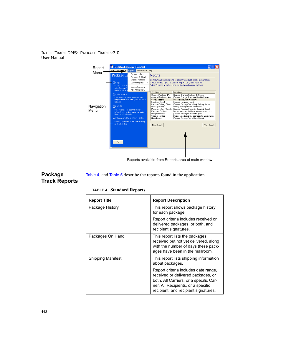 Package track reports, Package track reports 112 | IntelliTrack Package Track User Manual | Page 128 / 230