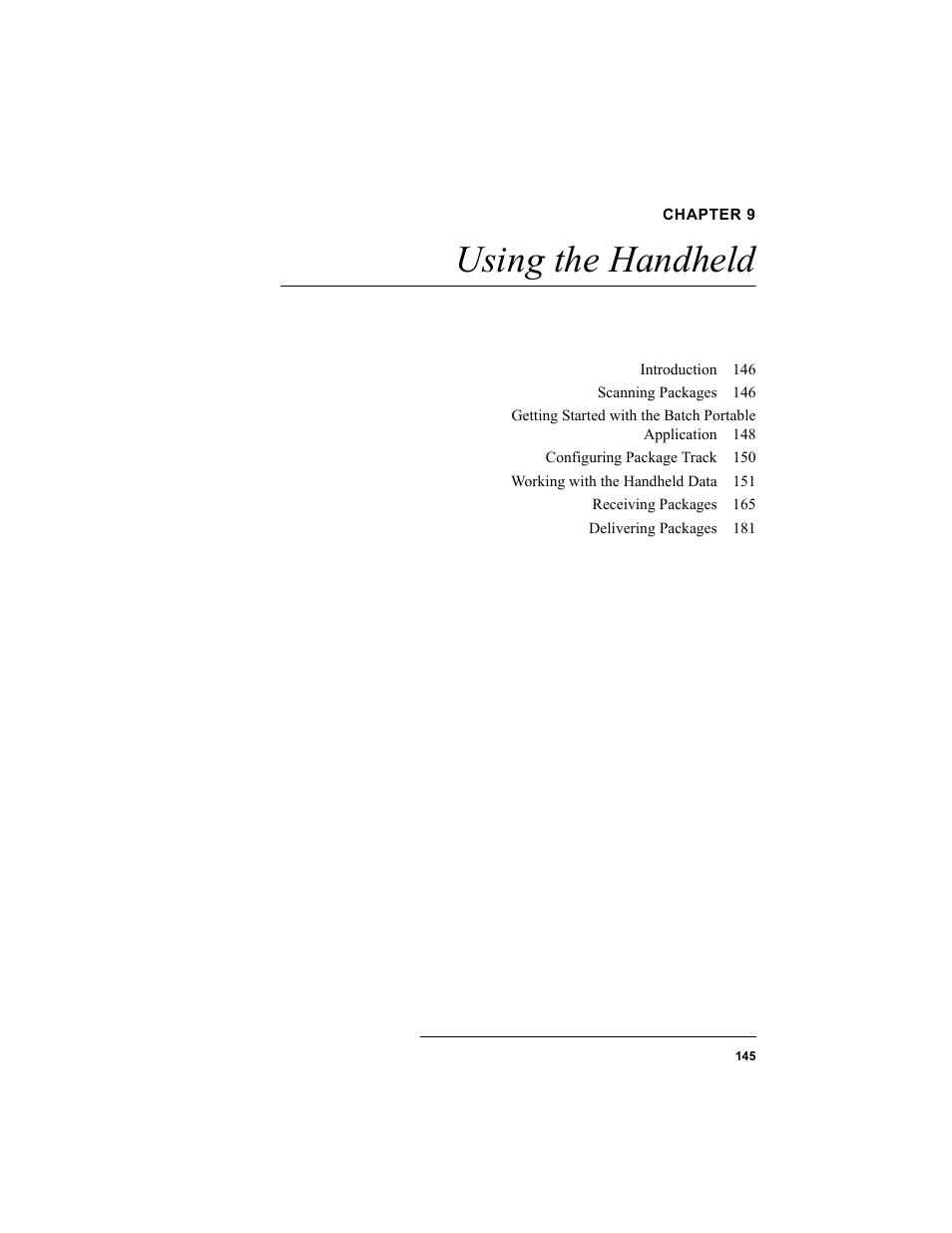 Chapter 9, Using the handheld, Chapter 9: using the handheld | IntelliTrack Package Track User Manual | Page 161 / 230