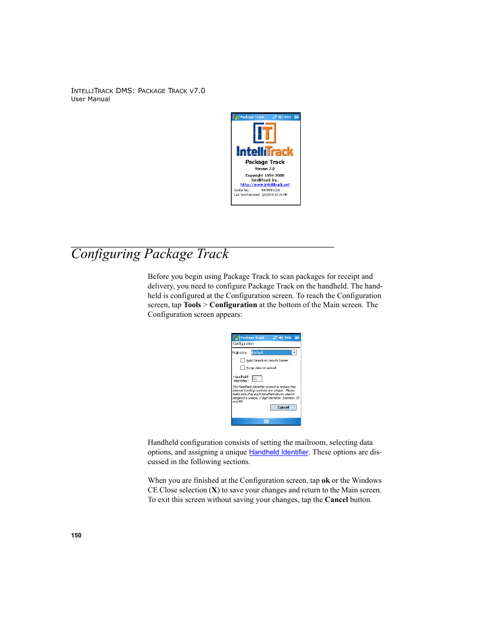 Configuring package track, Configuring package track 150 | IntelliTrack Package Track User Manual | Page 166 / 230