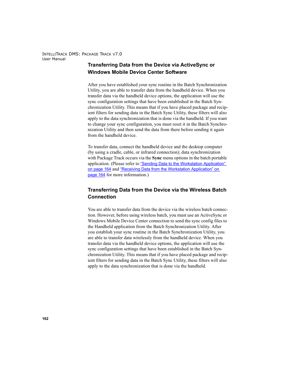 Transferring data from the device via activesync | IntelliTrack Package Track User Manual | Page 178 / 230