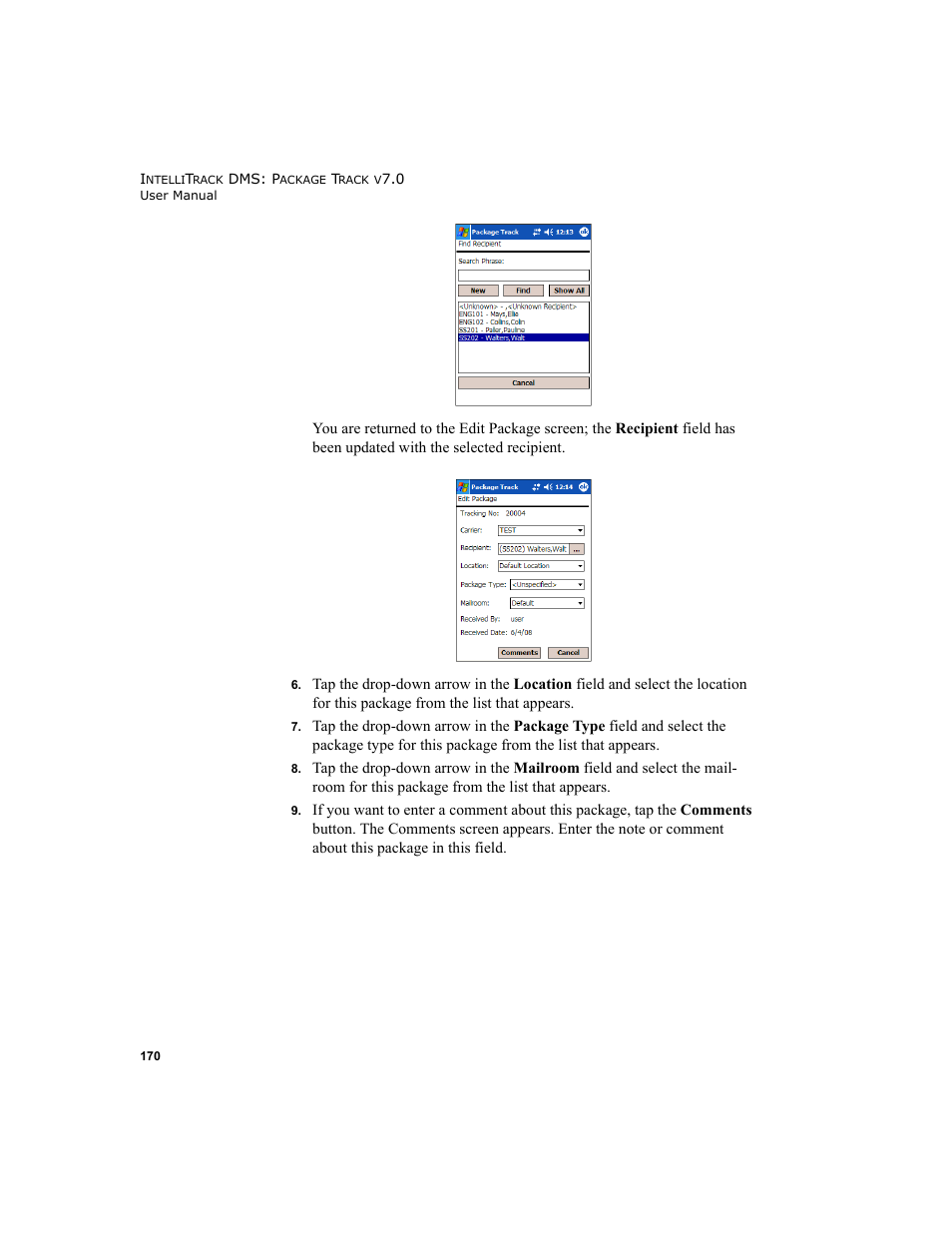 IntelliTrack Package Track User Manual | Page 186 / 230