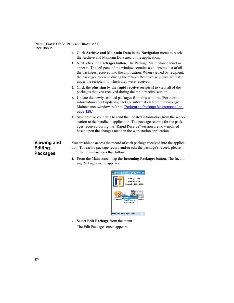 Viewing and editing packages | IntelliTrack Package Track User Manual | Page 190 / 230