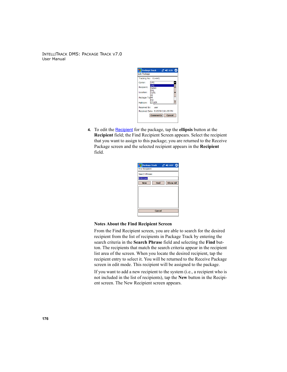 IntelliTrack Package Track User Manual | Page 192 / 230