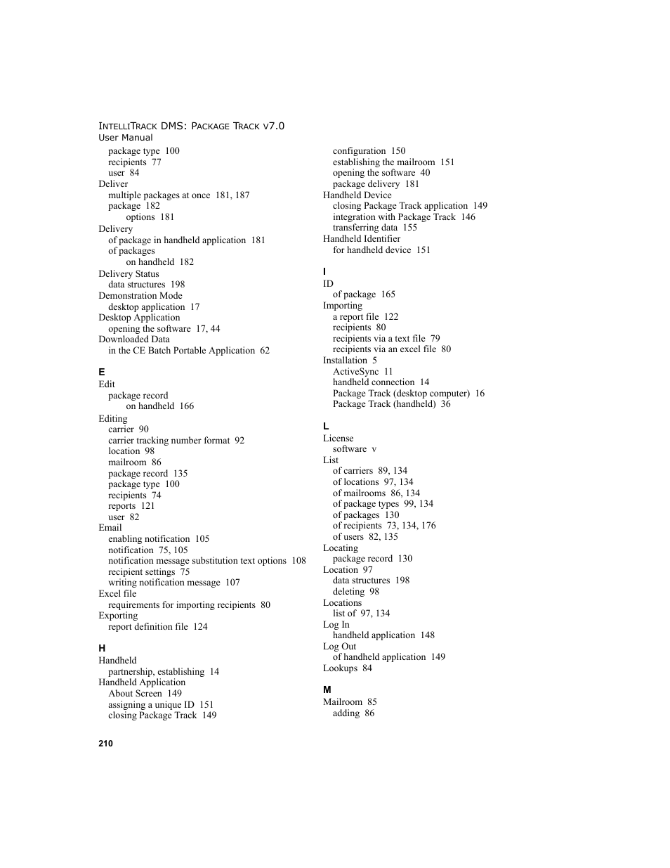 IntelliTrack Package Track User Manual | Page 226 / 230