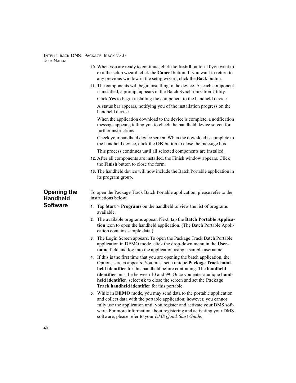 Opening the handheld software | IntelliTrack Package Track User Manual | Page 56 / 230