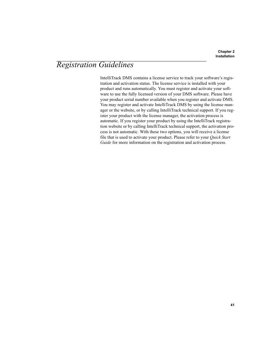 Registration guidelines, Registration guidelines 41 | IntelliTrack Package Track User Manual | Page 57 / 230