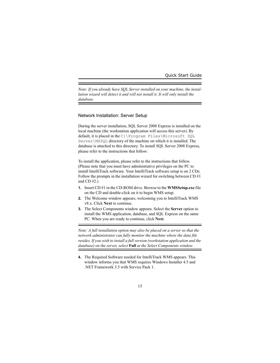 Network installation: server setup, Network installation: server setup 15 | IntelliTrack WMS – Warehouse Management System User Manual | Page 19 / 34