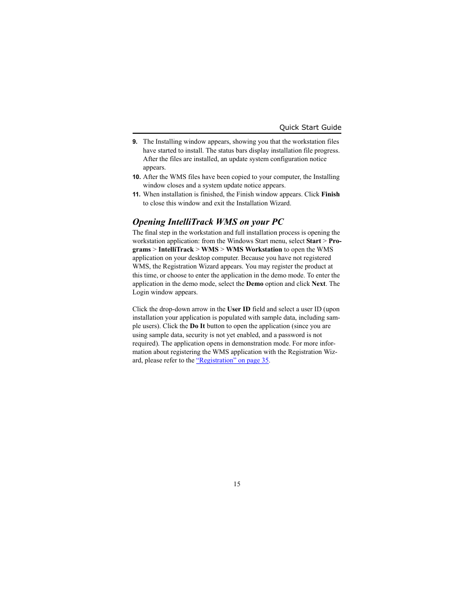 Opening intellitrack wms on your pc, Opening intellitrack wms on your pc 15 | IntelliTrack WMS – Warehouse Management System User Manual | Page 19 / 26