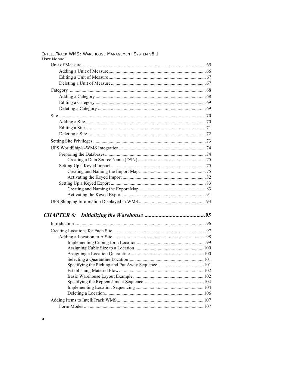 Chapter 6: initializing the warehouse | IntelliTrack WMS – Warehouse Management System User Manual | Page 10 / 466