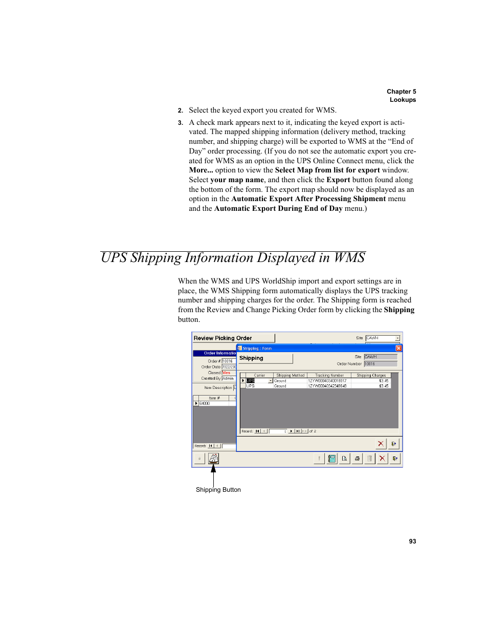 Ups shipping information displayed in wms | IntelliTrack WMS – Warehouse Management System User Manual | Page 119 / 466