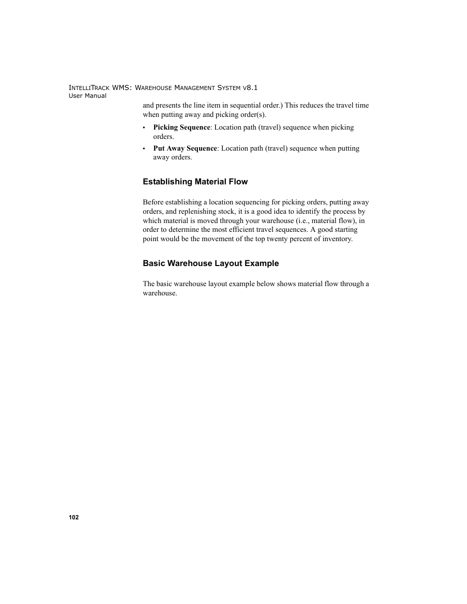 Establishing material flow, Basic warehouse layout example | IntelliTrack WMS – Warehouse Management System User Manual | Page 128 / 466