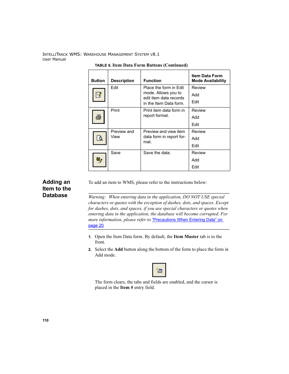 Adding an item to the database | IntelliTrack WMS – Warehouse Management System User Manual | Page 136 / 466