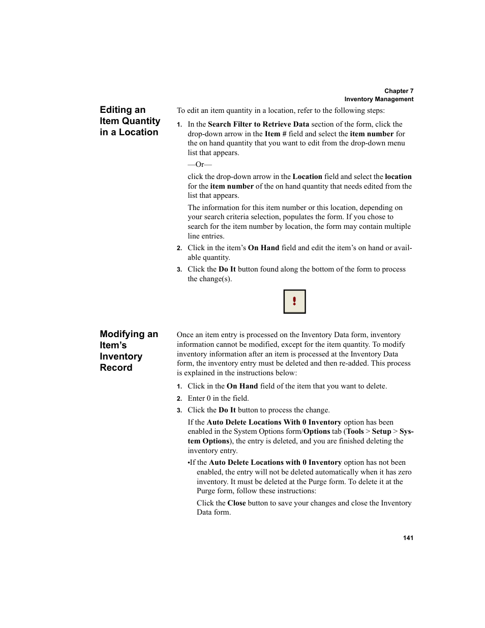 Editing an item quantity in a location, Modifying an item’s inventory record | IntelliTrack WMS – Warehouse Management System User Manual | Page 167 / 466