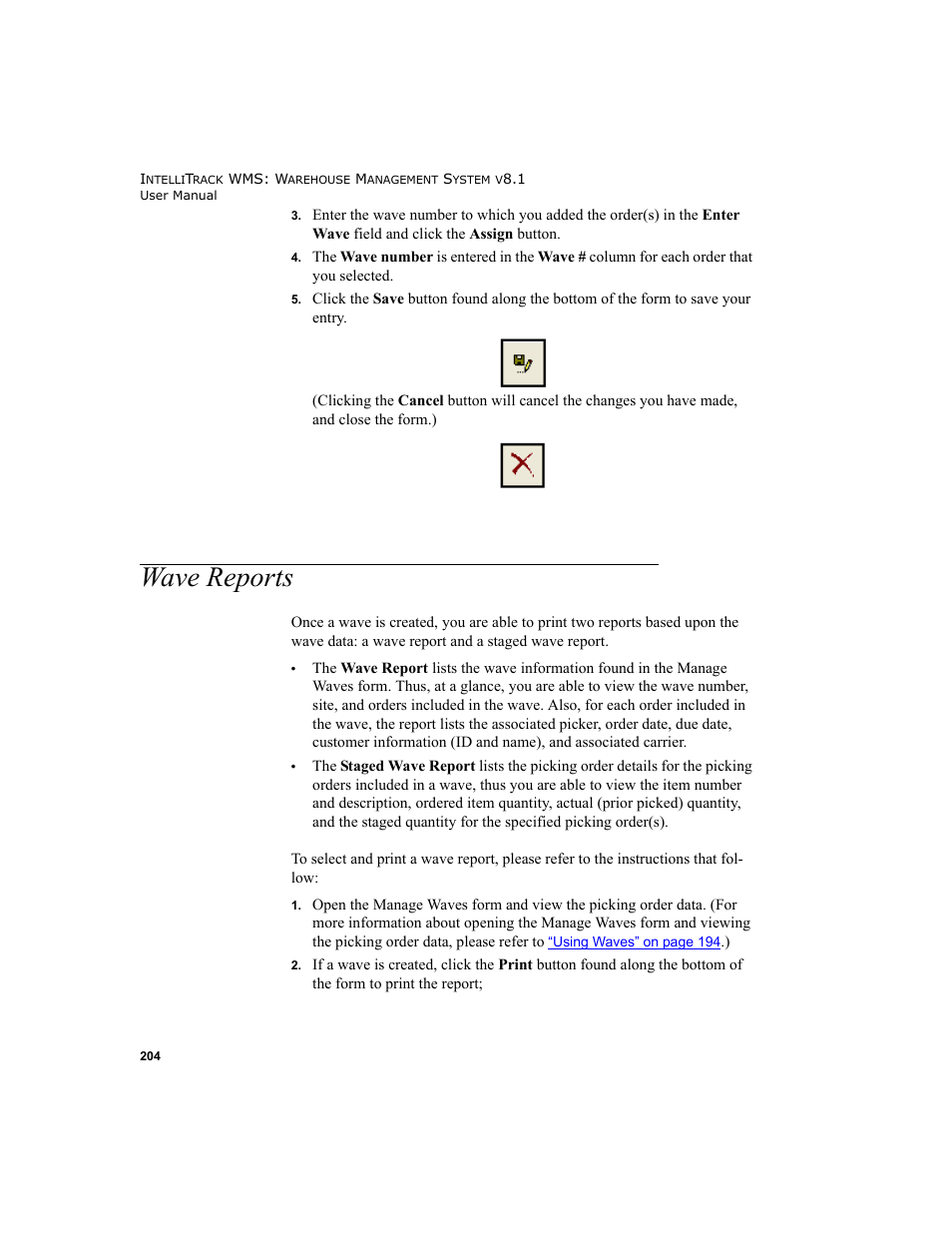 Wave reports | IntelliTrack WMS – Warehouse Management System User Manual | Page 230 / 466