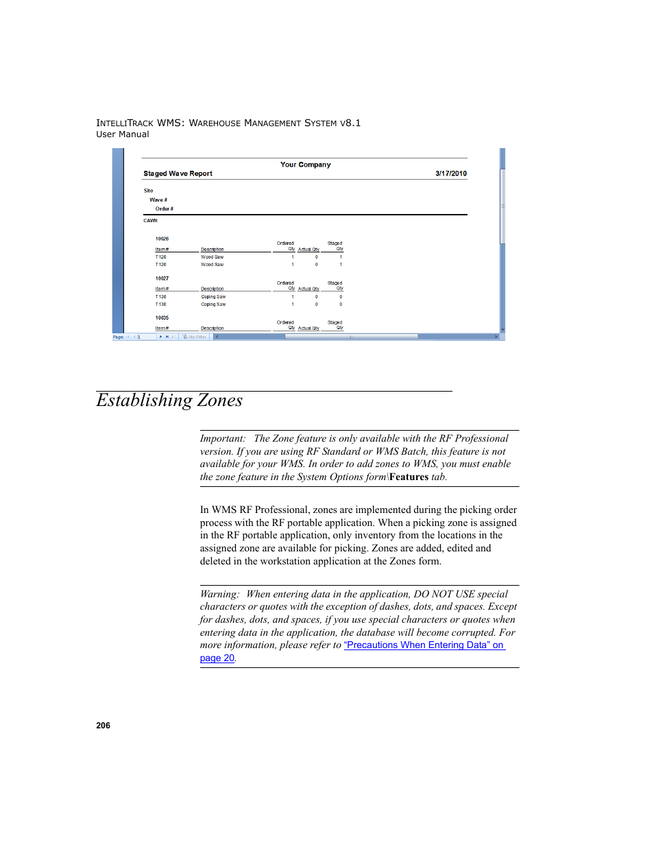 Establishing zones | IntelliTrack WMS – Warehouse Management System User Manual | Page 232 / 466