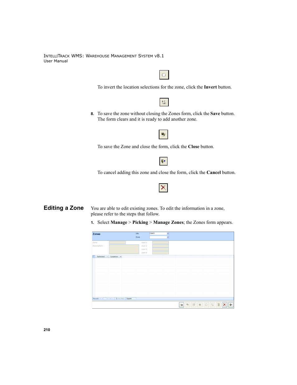 Editing a zone | IntelliTrack WMS – Warehouse Management System User Manual | Page 236 / 466