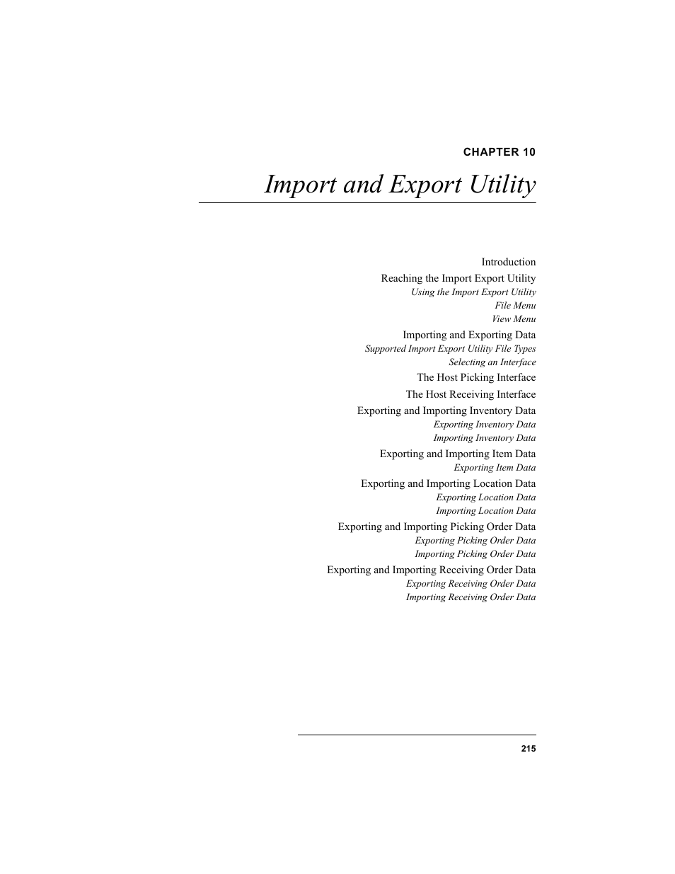 Chapter 10, Import and export utility, Chapter 10: import and export utility | IntelliTrack WMS – Warehouse Management System User Manual | Page 241 / 466