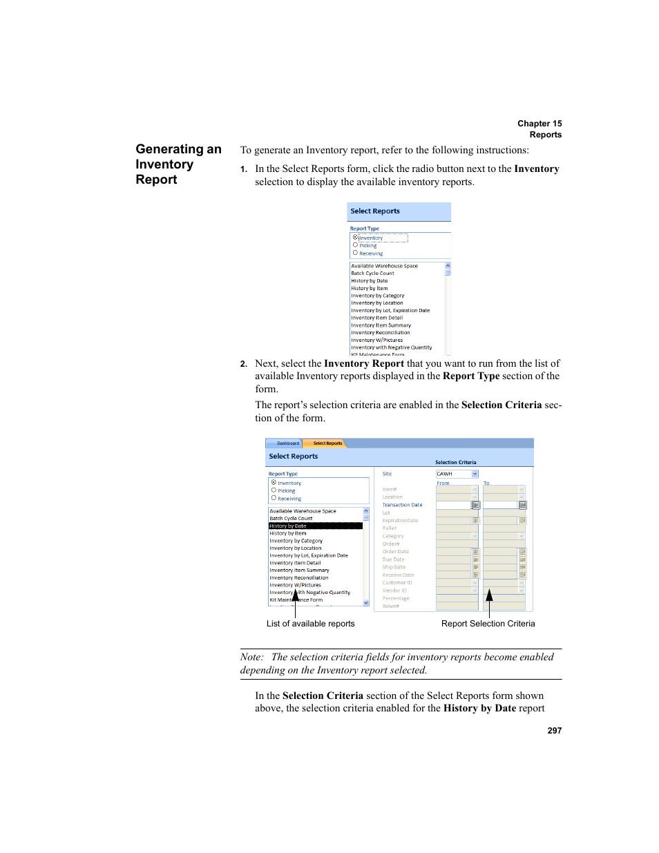 Generating an inventory report | IntelliTrack WMS – Warehouse Management System User Manual | Page 323 / 466