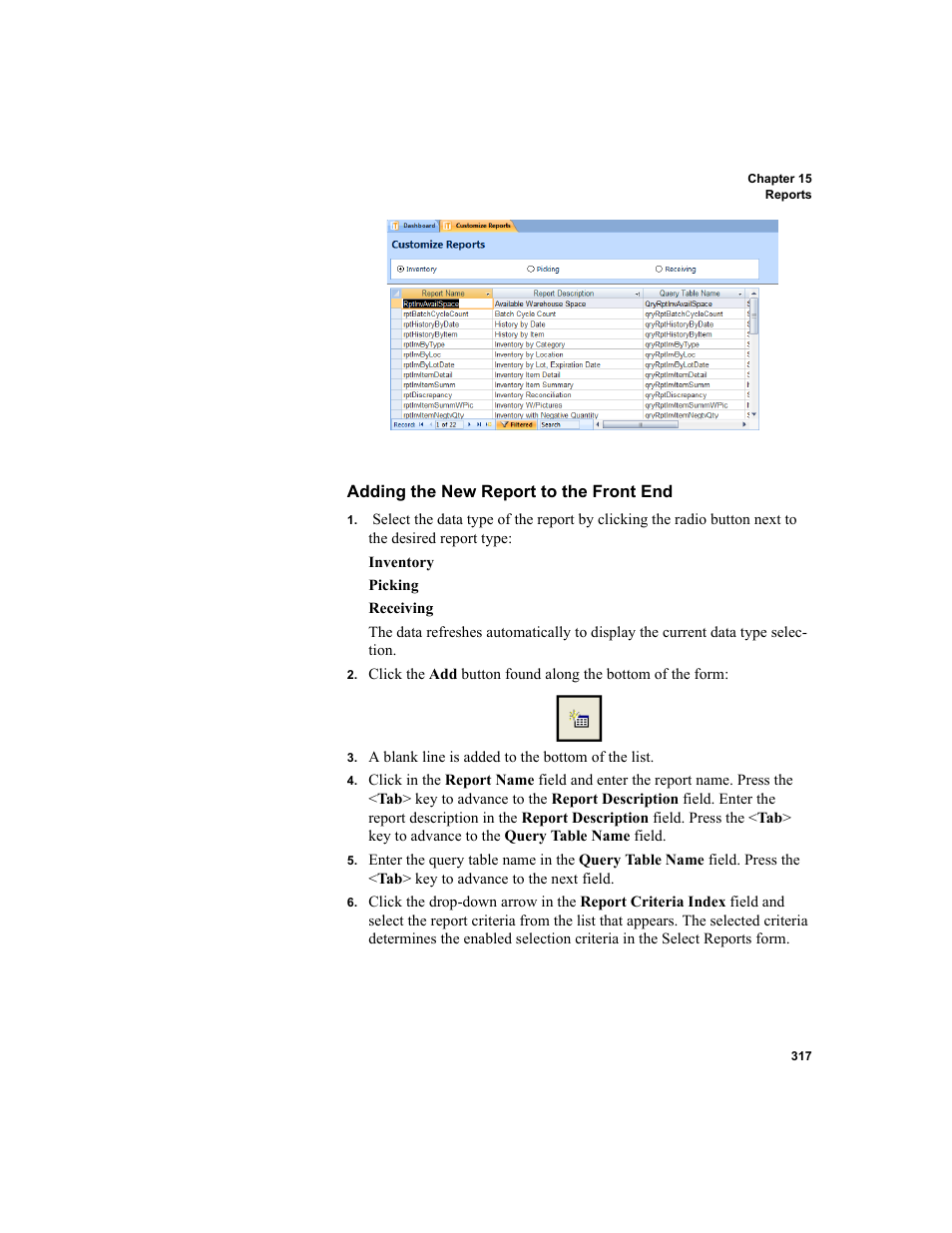Adding the new report to the front end | IntelliTrack WMS – Warehouse Management System User Manual | Page 343 / 466