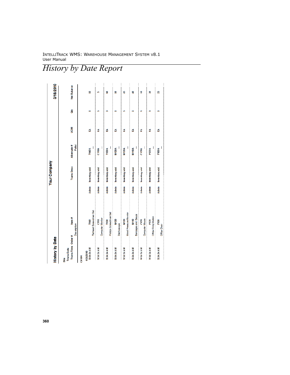 History by date report | IntelliTrack WMS – Warehouse Management System User Manual | Page 386 / 466
