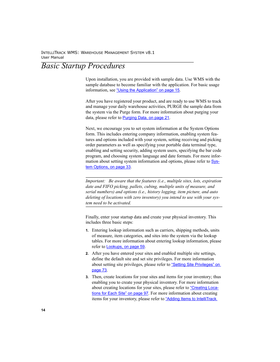 Basic startup procedures | IntelliTrack WMS – Warehouse Management System User Manual | Page 40 / 466