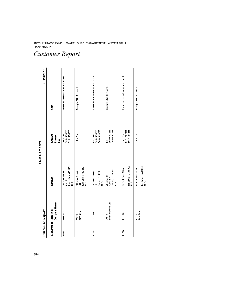 Customer report | IntelliTrack WMS – Warehouse Management System User Manual | Page 410 / 466