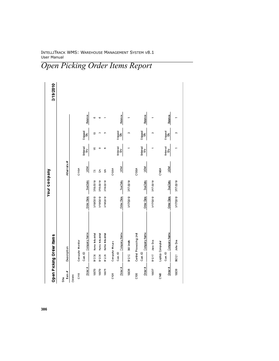 Open picking order items report | IntelliTrack WMS – Warehouse Management System User Manual | Page 412 / 466