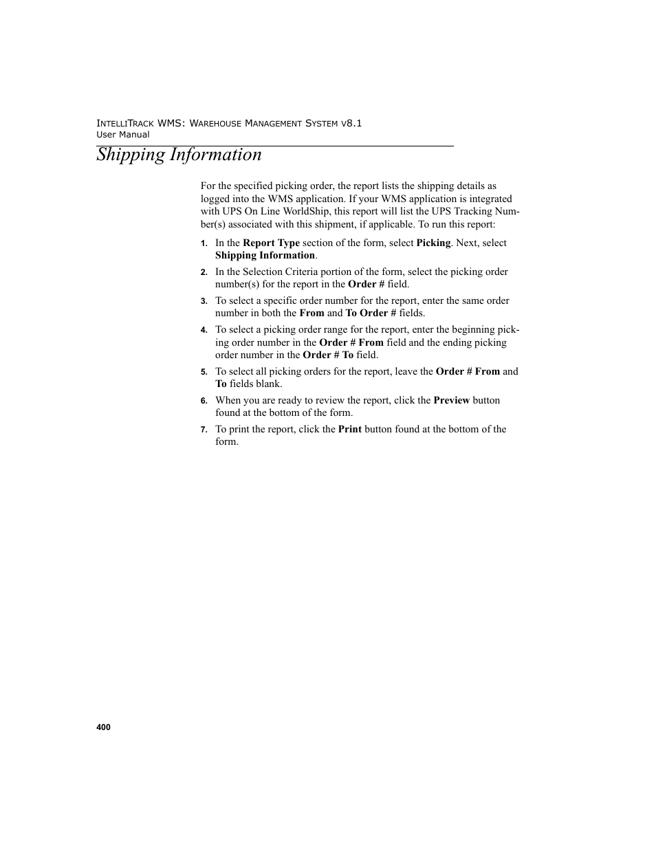 Shipping information | IntelliTrack WMS – Warehouse Management System User Manual | Page 426 / 466