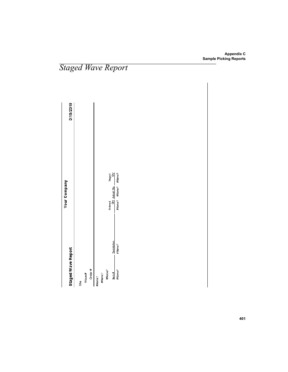 Staged wave report | IntelliTrack WMS – Warehouse Management System User Manual | Page 427 / 466