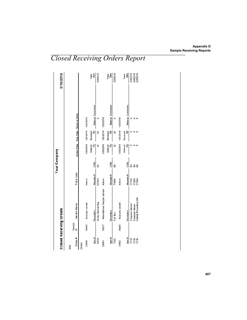 Closed receiving orders report | IntelliTrack WMS – Warehouse Management System User Manual | Page 433 / 466