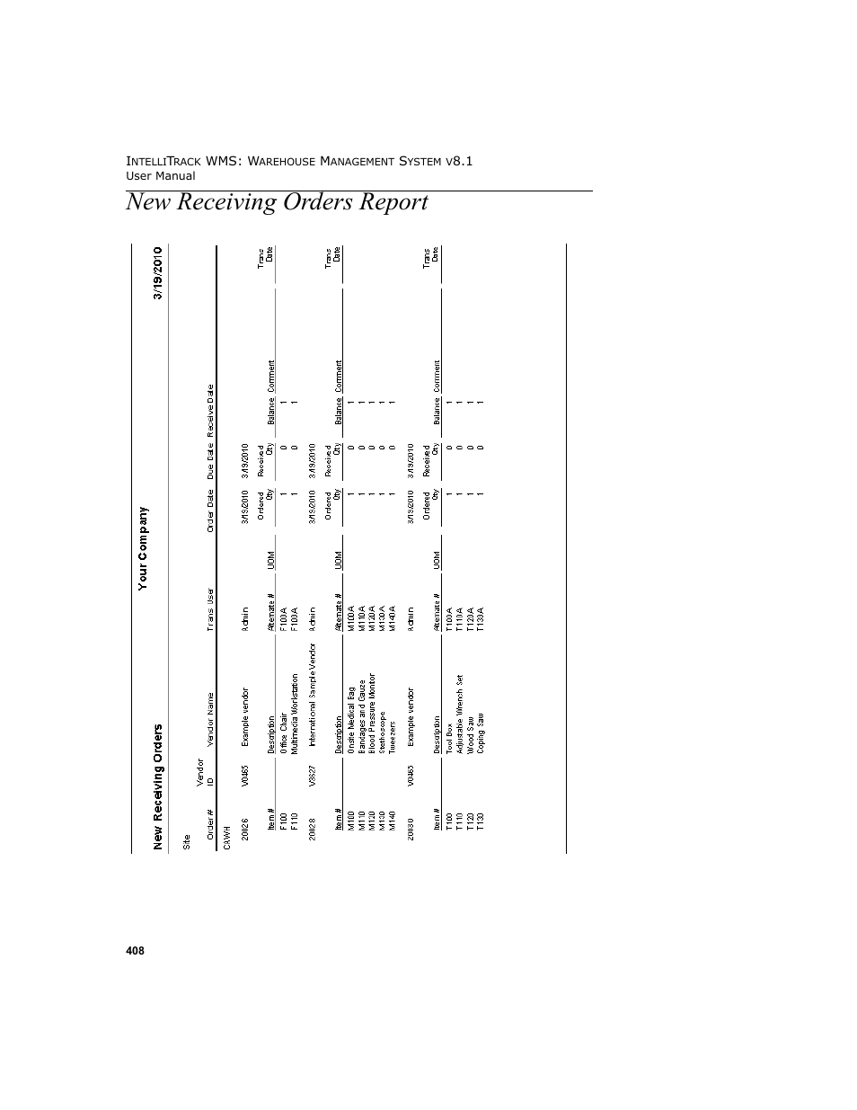 New receiving orders report | IntelliTrack WMS – Warehouse Management System User Manual | Page 434 / 466