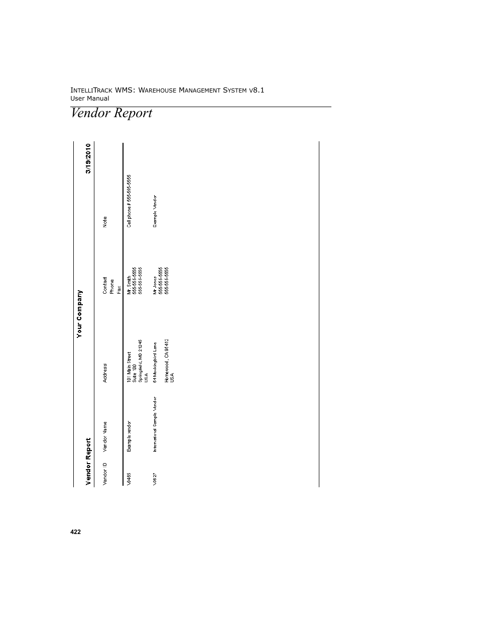 Vendor report | IntelliTrack WMS – Warehouse Management System User Manual | Page 448 / 466