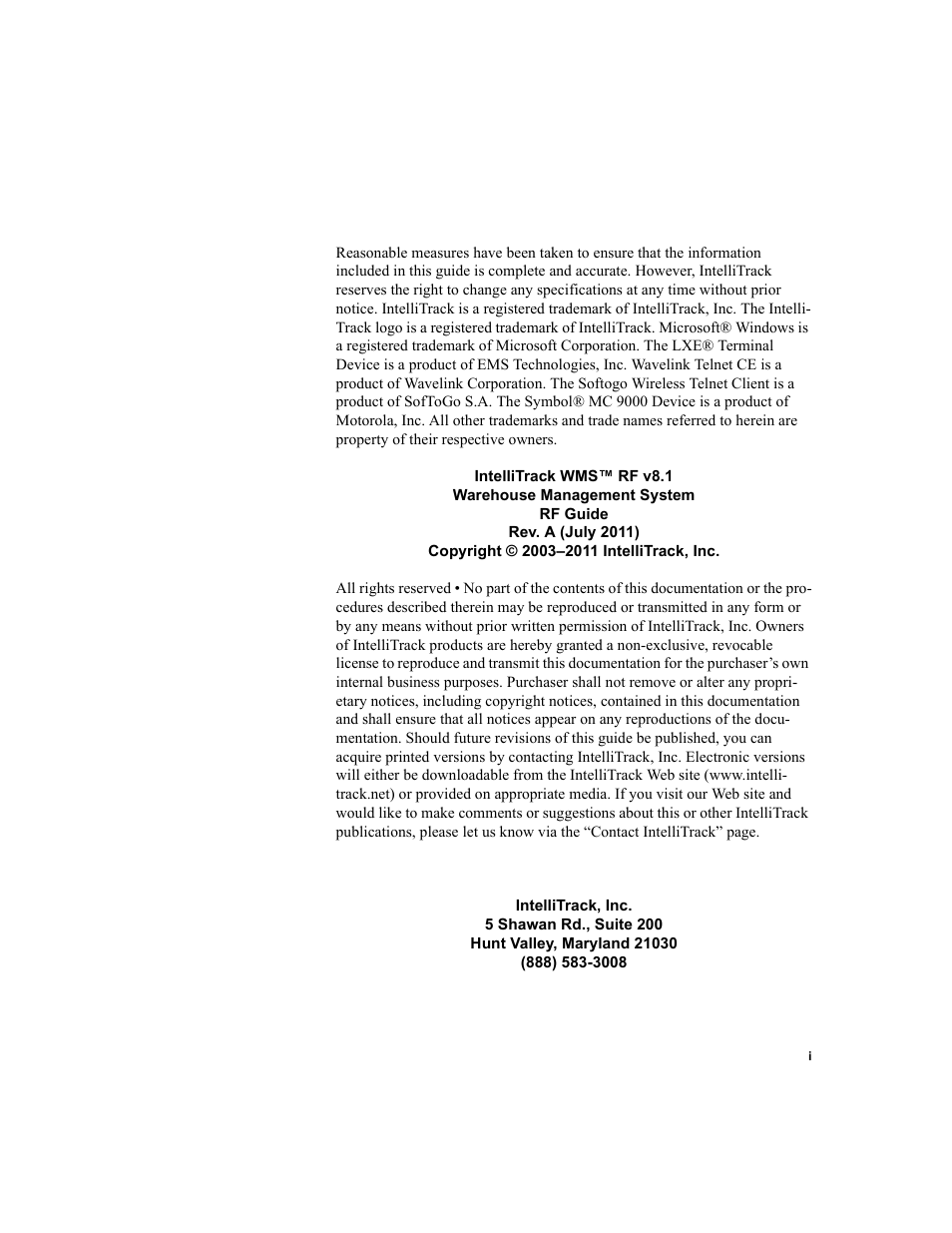 IntelliTrack WMS – Warehouse Management System User Manual | 160 pages
